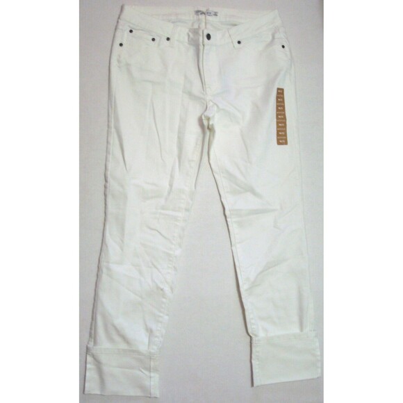 New NWT Womens 14 Prana Kara Jeans White Cuffed Stretch Organic Performance 32 - Picture 2 of 6